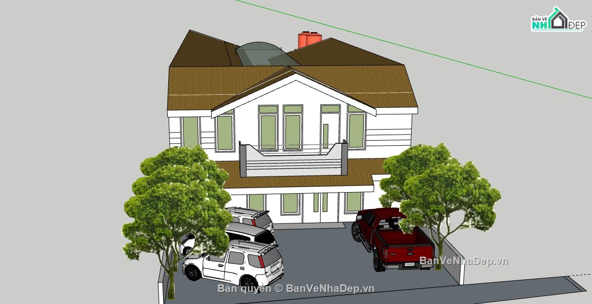 Biệt thự 2 tầng,model su biệt thự 2 tầng,biệt thự 2 tầng sketchup