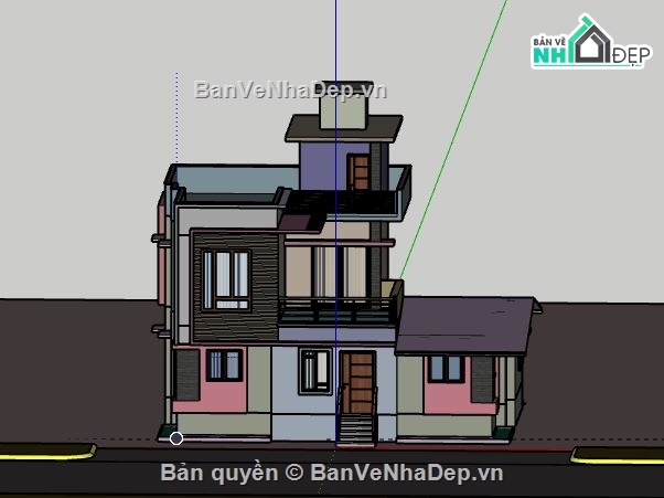 Biệt thự 2 tầng,file su biệt thự 2 tầng,sketchup biệt thự 2 tầng