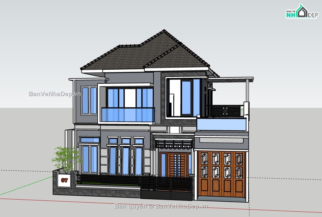 Biệt thự 2 tầng,Model su biệt thự 2 tầng,biệt thự 2 tầng sketchup