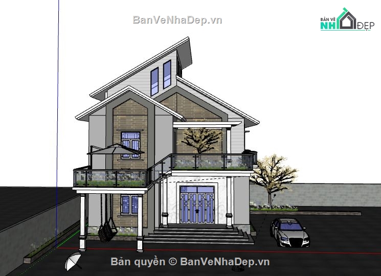 Biệt thự 2 tầng,Model su biệt thự 2 tầng,file su biệt thự 2 tầng