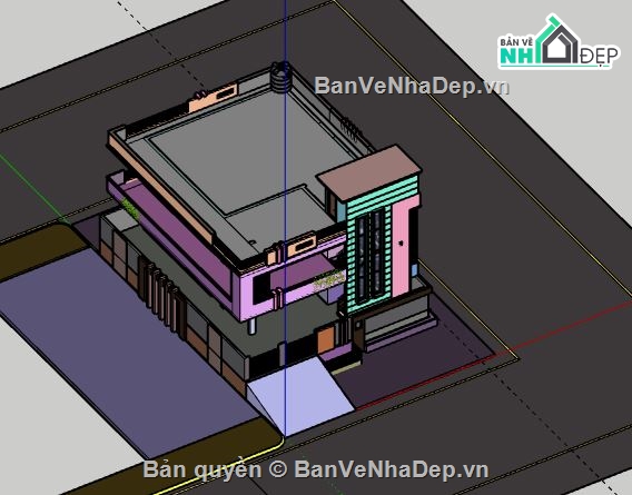 Biệt thự 2 tầng,model su biệt thự 2 tầng,sketchup biệt thự 2 tầng