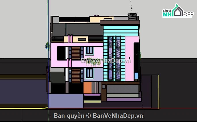 Biệt thự 2 tầng,model su biệt thự 2 tầng,sketchup biệt thự 2 tầng