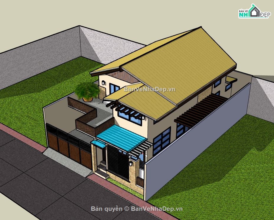 Biệt thự 2 tầng,model su biệt thự 2 tầng,sketchup biệt thự 2 tầng