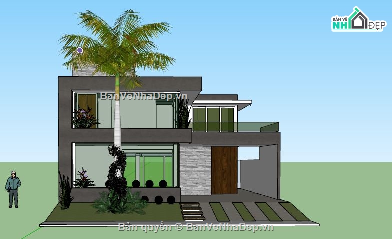 Biệt thự 2 tầng,model su biệt thự 2 tầng,biệt thự 2 tầng file su,mẫu sketchup biệt thự 2 tầng