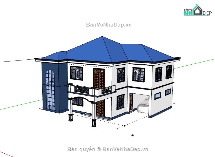 Biệt thự 2 tầng,file su biệt thự 2 tầng,biệt thự 2 tầng model su