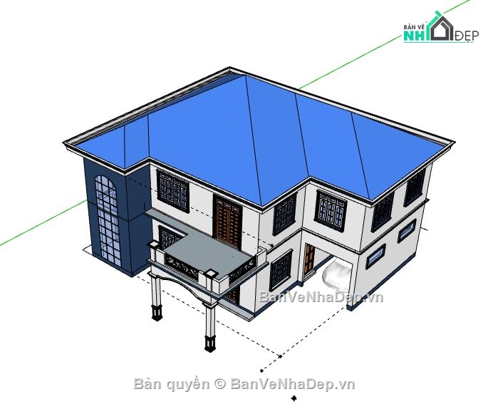 Biệt thự 2 tầng,file su biệt thự 2 tầng,biệt thự 2 tầng model su