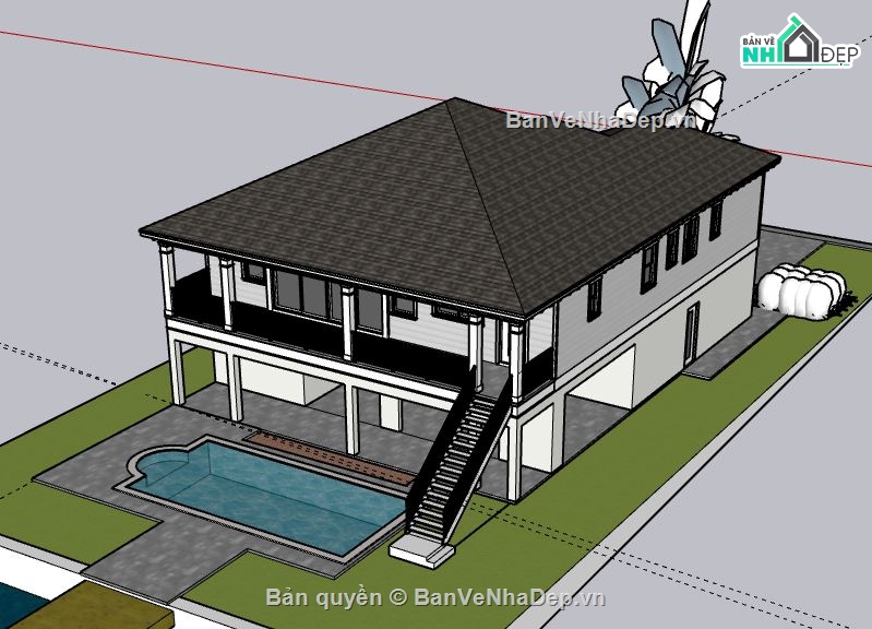 Biệt thự 2 tầng,model su biệt thự 2 tầng,biệt thự 2 tầng file su