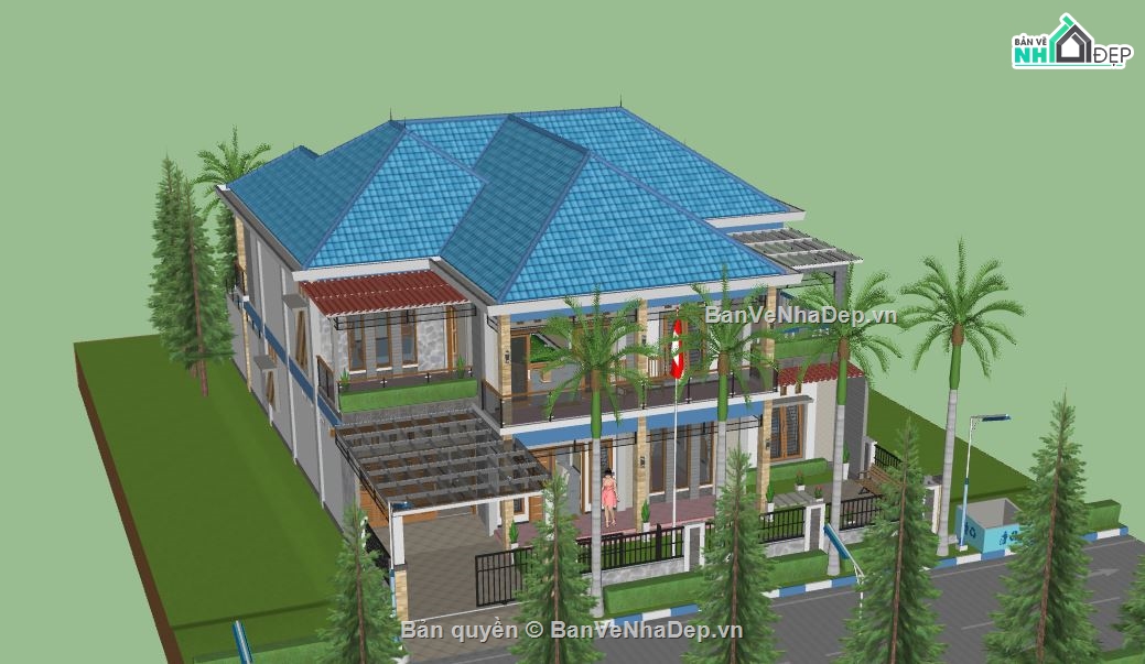 Biệt thự 2 tầng,model su biệt thự 2 tầng,file sketchup biệt thự 2 tầng,biệt thự 2 tầng model su