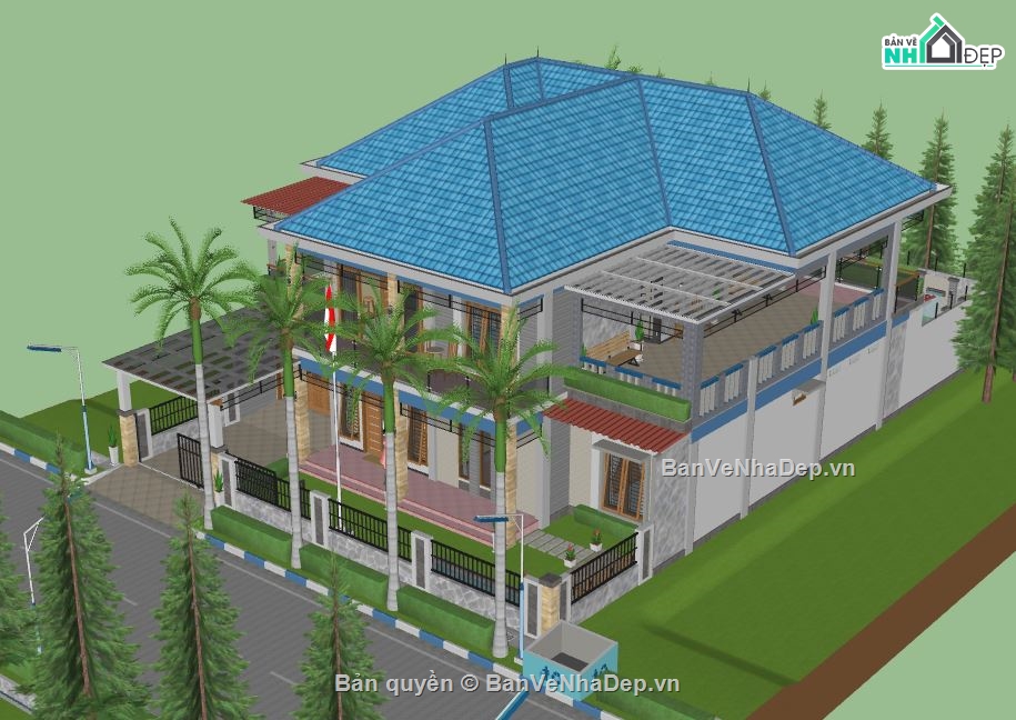 Biệt thự 2 tầng,model su biệt thự 2 tầng,file sketchup biệt thự 2 tầng,biệt thự 2 tầng model su