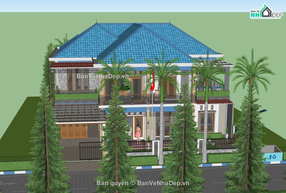 Biệt thự 2 tầng,model su biệt thự 2 tầng,file sketchup biệt thự 2 tầng,biệt thự 2 tầng model su