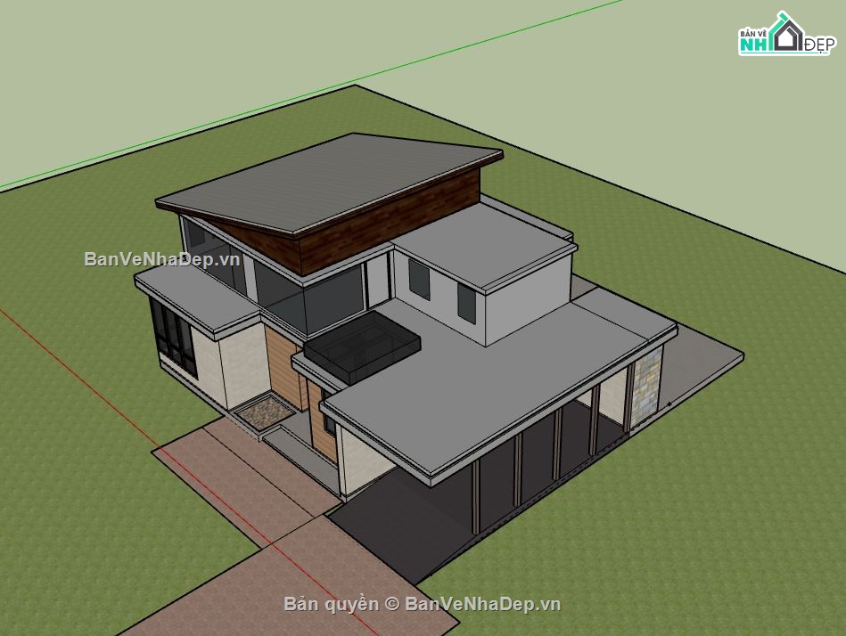 Biệt thự 2 tầng,model su biệt thự 2 tầng,biệt thự 2 tầng sketchup