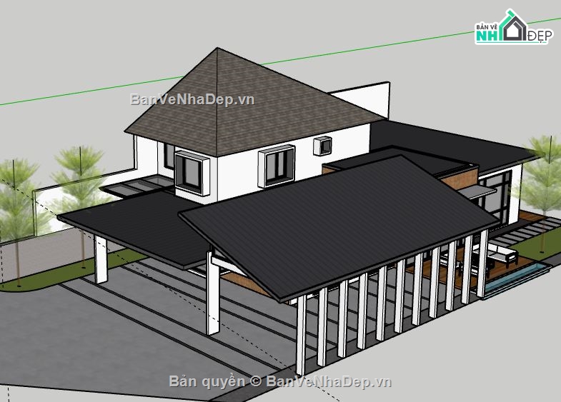 Biệt thự 2 tầng,model su biệt thự 2 tầng,file su biệt thự 2 tầng,sketchup biệt thự 2 tầng,file sketchup biệt thự 2 tầng