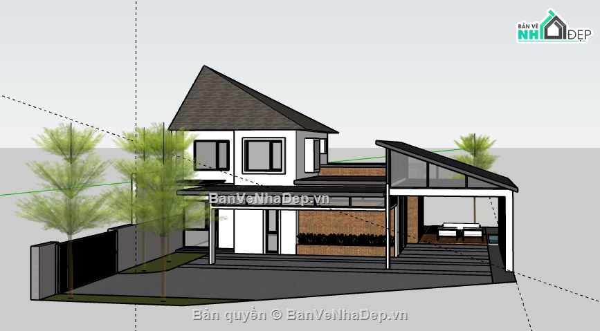 Biệt thự 2 tầng,model su biệt thự 2 tầng,file su biệt thự 2 tầng,sketchup biệt thự 2 tầng,file sketchup biệt thự 2 tầng