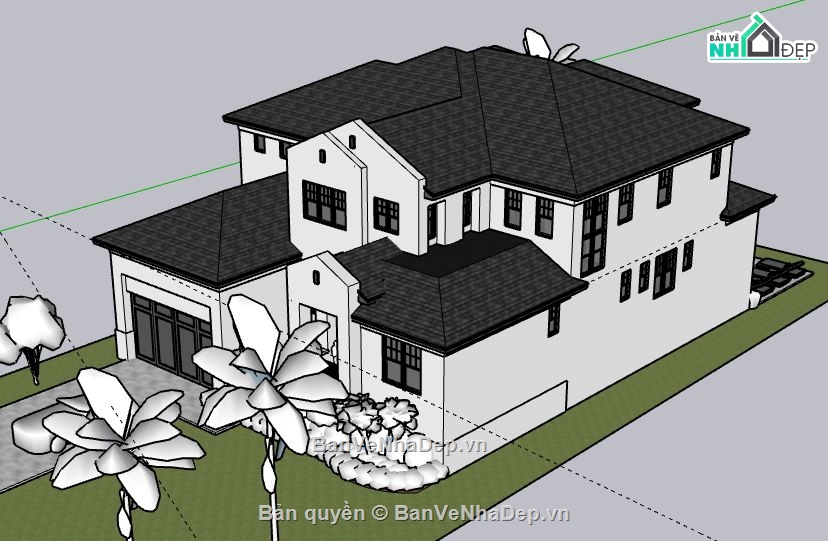 Biệt thự 2 tầng,model su biệt thự 2 tầng,file su biệt thự 2 tầng