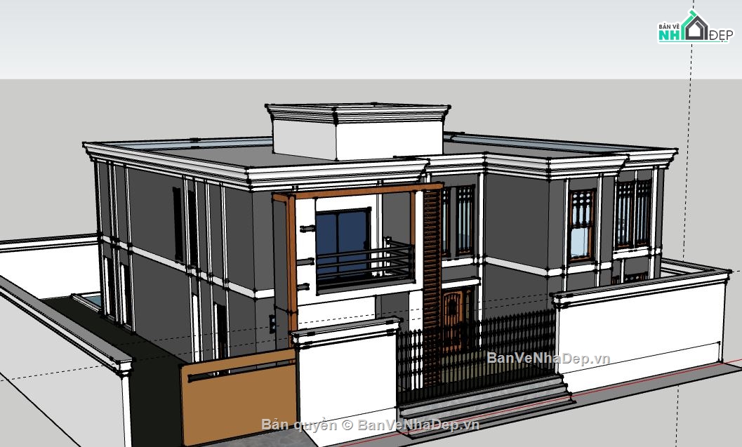 Biệt thự 2 tầng,model su biệt thự 2 tầng,biệt thự 2 tầng file sketchup