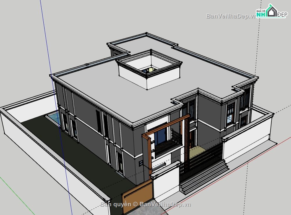 Biệt thự 2 tầng,model su biệt thự 2 tầng,biệt thự 2 tầng file sketchup