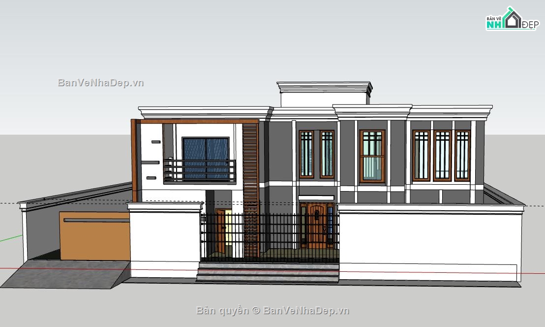 Biệt thự 2 tầng,model su biệt thự 2 tầng,biệt thự 2 tầng file sketchup