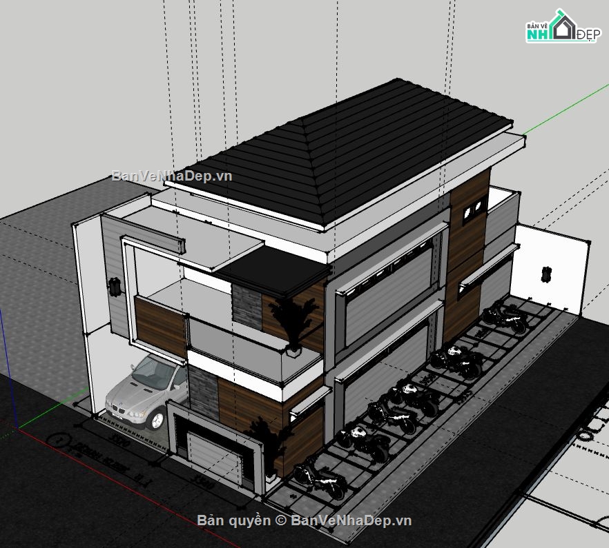 Biệt thự 2 tầng,Biệt thự 2 tầng file sketchup,model su biệt thự 2 tầng,biệt thự 2 tầng file su,mẫu sketchup biệt thự 2 tầng