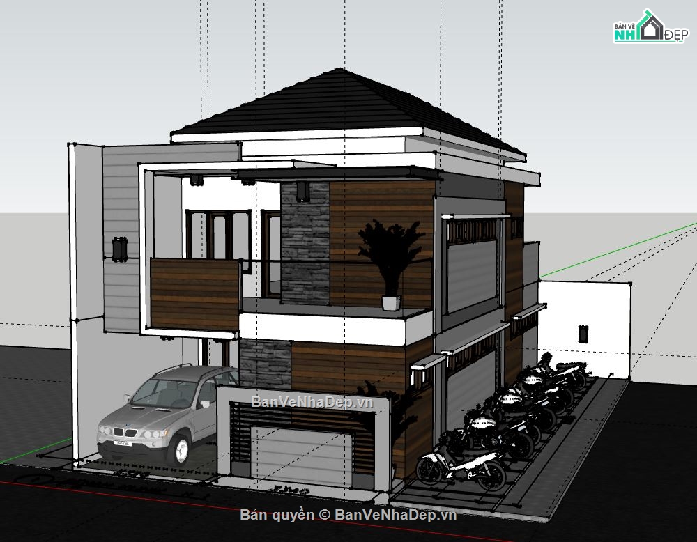 Biệt thự 2 tầng,Biệt thự 2 tầng file sketchup,model su biệt thự 2 tầng,biệt thự 2 tầng file su,mẫu sketchup biệt thự 2 tầng