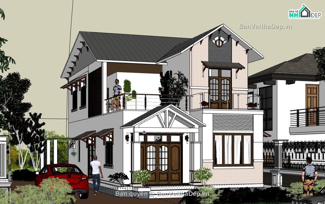 Biệt thự 2 tầng,sketchup biệt thự 2 tầng,biệt thự 2 tầng file su,su biệt thự 2 tầng