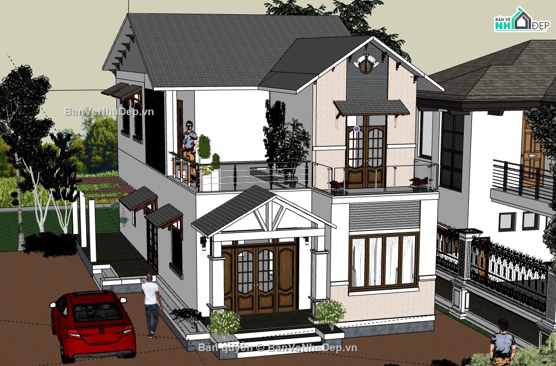 Biệt thự 2 tầng,sketchup biệt thự 2 tầng,biệt thự 2 tầng file su,su biệt thự 2 tầng