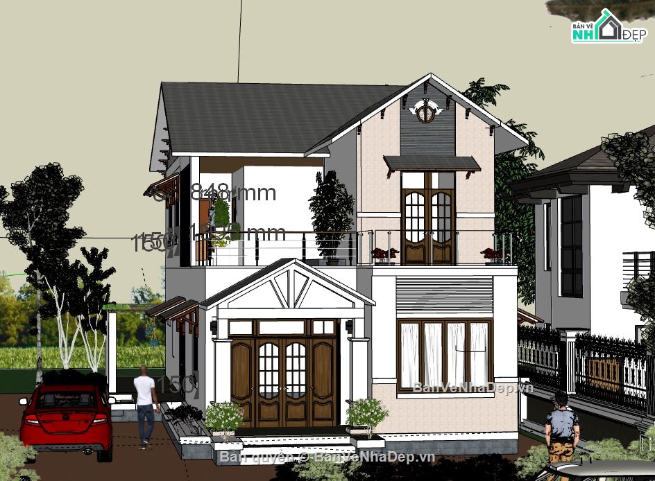 Biệt thự 2 tầng,sketchup biệt thự 2 tầng,biệt thự 2 tầng file su,su biệt thự 2 tầng