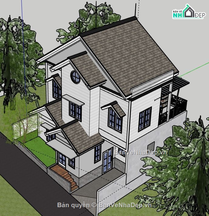 Biệt thự 2 tầng,model su biệt thự 2 tầng,biệt thự 2 tầng file su,sketchup biệt thự 2 tầng,biệt thự 2 tầng file sketchup