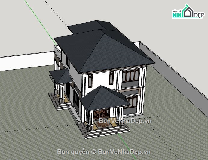 Biệt thự 2 tầng,model su biệt thự 2 tầng,sketchup biệt thự 2 tầng