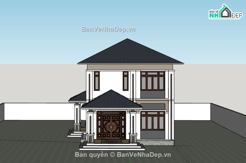 Biệt thự 2 tầng,model su biệt thự 2 tầng,sketchup biệt thự 2 tầng