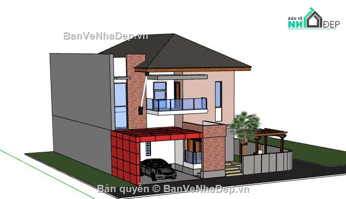 Biệt thự 2 tầng,model su biệt thự 2 tầng,biệt thự 2 tầng file su,file sketchup biệt thự 2 tầng