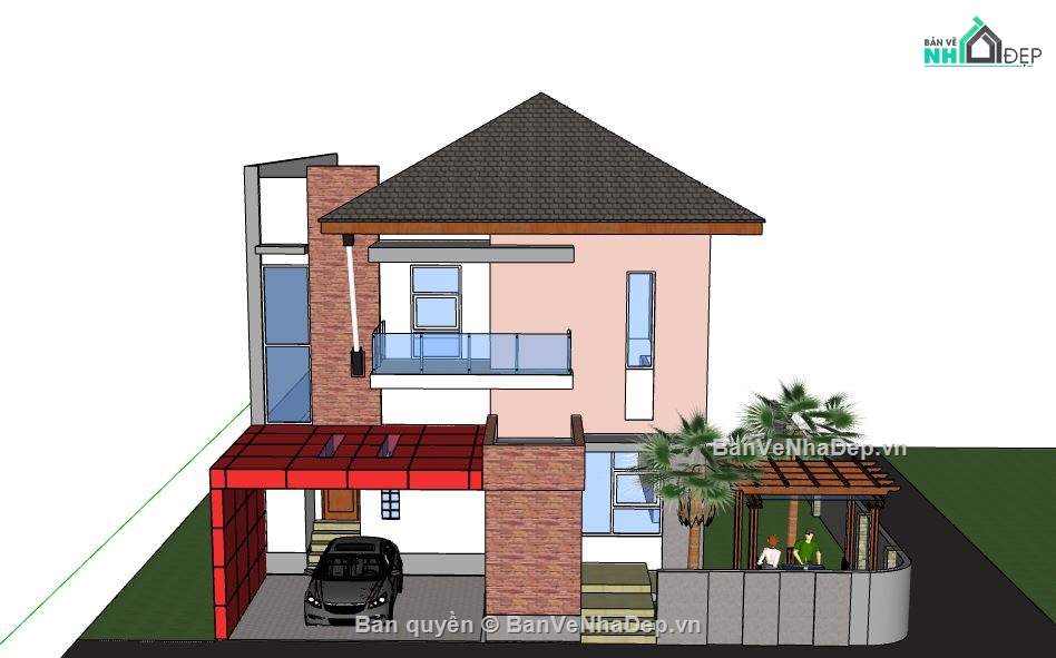 Biệt thự 2 tầng,model su biệt thự 2 tầng,biệt thự 2 tầng file su,file sketchup biệt thự 2 tầng