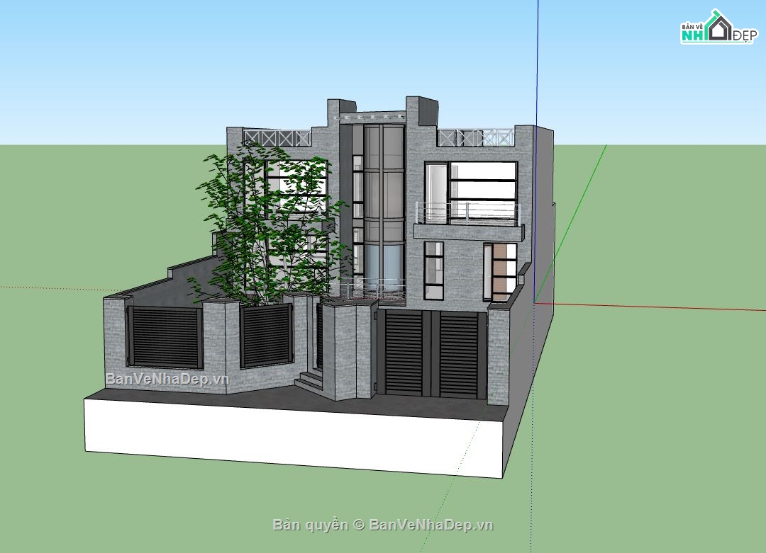 model su biệt thự 2 tầng,sketchup biệt thự 2 tầng,su biệt thự