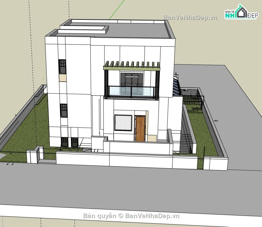 Biệt thự  2 tầng,model su biệt thự 2 tầng,file sketchup biệt thự,sketchup biệt thự 2 tầng