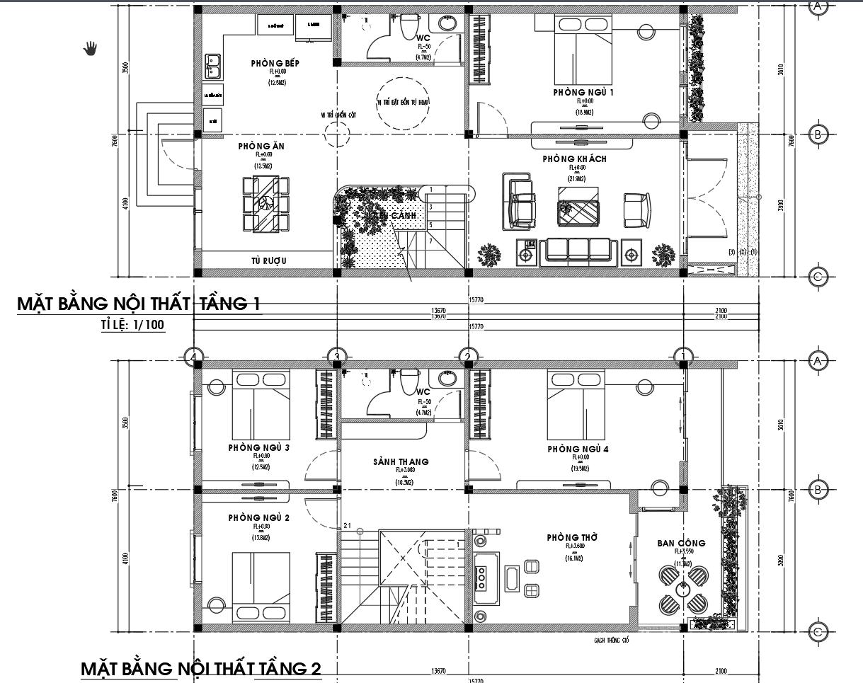 Biệt thự 2 tầng,file cad biệt thự 2 tầng,bản vẽ biệt thự 2 tầng