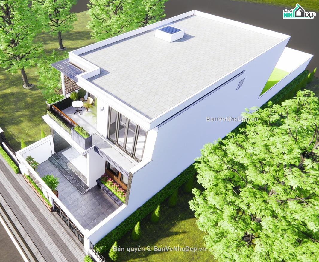 Biệt thự 2 tầng,file cad biệt thự 2 tầng,bản vẽ biệt thự 2 tầng