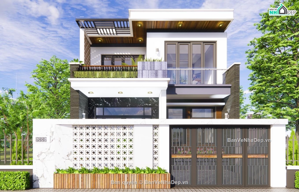 Biệt thự 2 tầng,file cad biệt thự 2 tầng,bản vẽ biệt thự 2 tầng