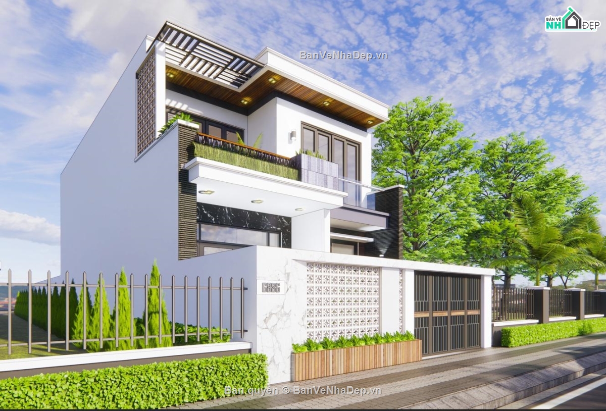 Biệt thự 2 tầng,file cad biệt thự 2 tầng,bản vẽ biệt thự 2 tầng