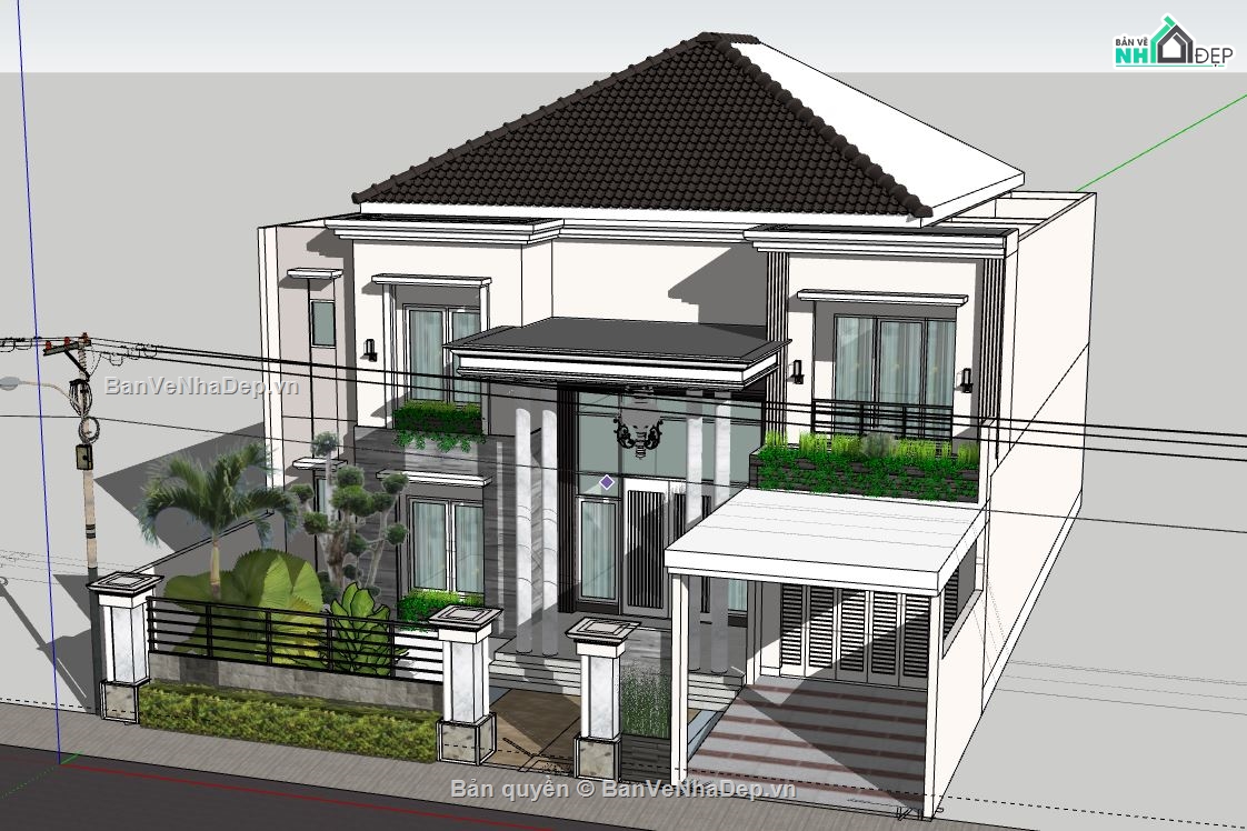 Biệt thự 2 tầng,file su biệt thự 2 tầng,sketchup biệt thự 2 tầng,file sketchup biệt thự 2 tầng,model su biệt thự 2 tầng
