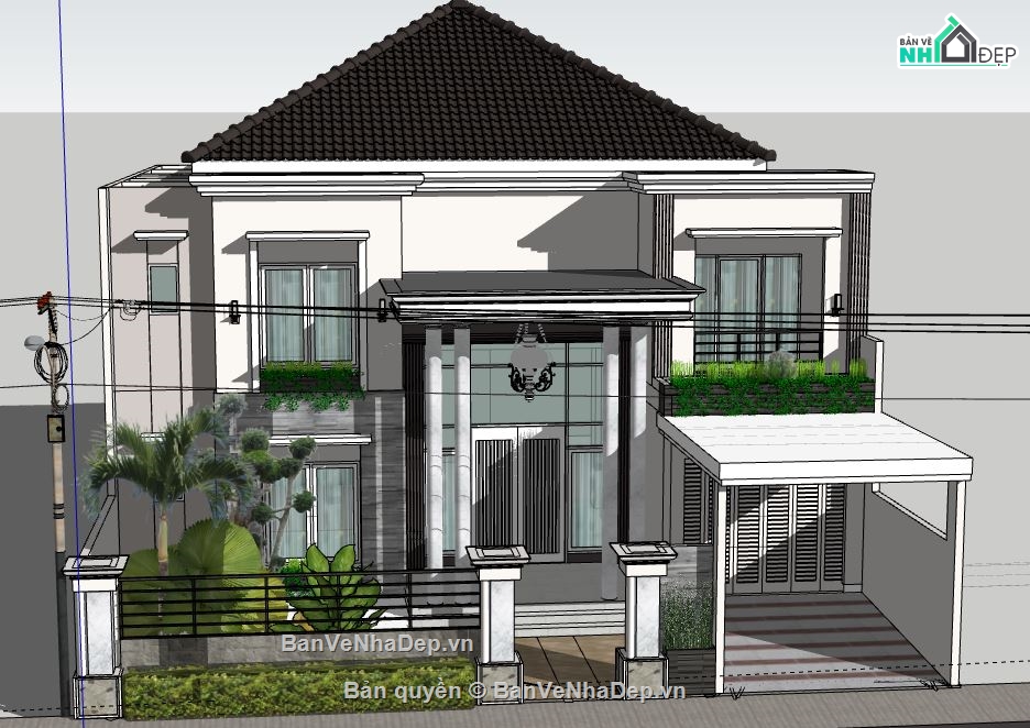 Biệt thự 2 tầng,file su biệt thự 2 tầng,sketchup biệt thự 2 tầng,file sketchup biệt thự 2 tầng,model su biệt thự 2 tầng