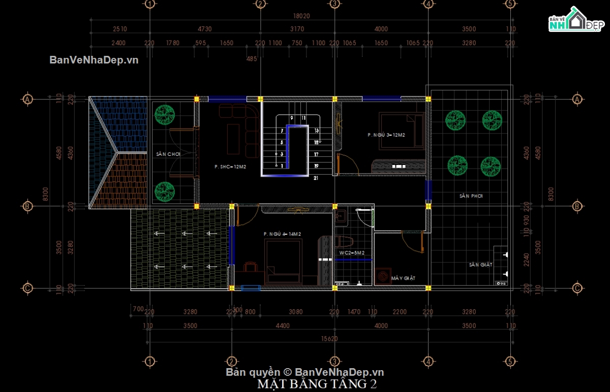 biệt thự 2 tầng,nhà biệt thự mái nhật 2 tầng,autocad biệt thự 2 tầng,nhà 2 tầng mái nhật đẹp