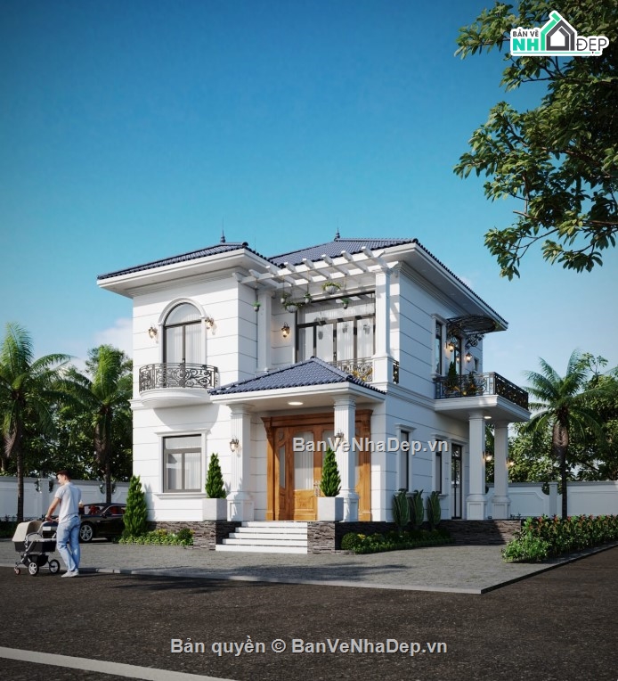 biệt thự 2 tầng,file biệt thự 2 tầng mái nhật,biệt thự 2 tầng 3dmax