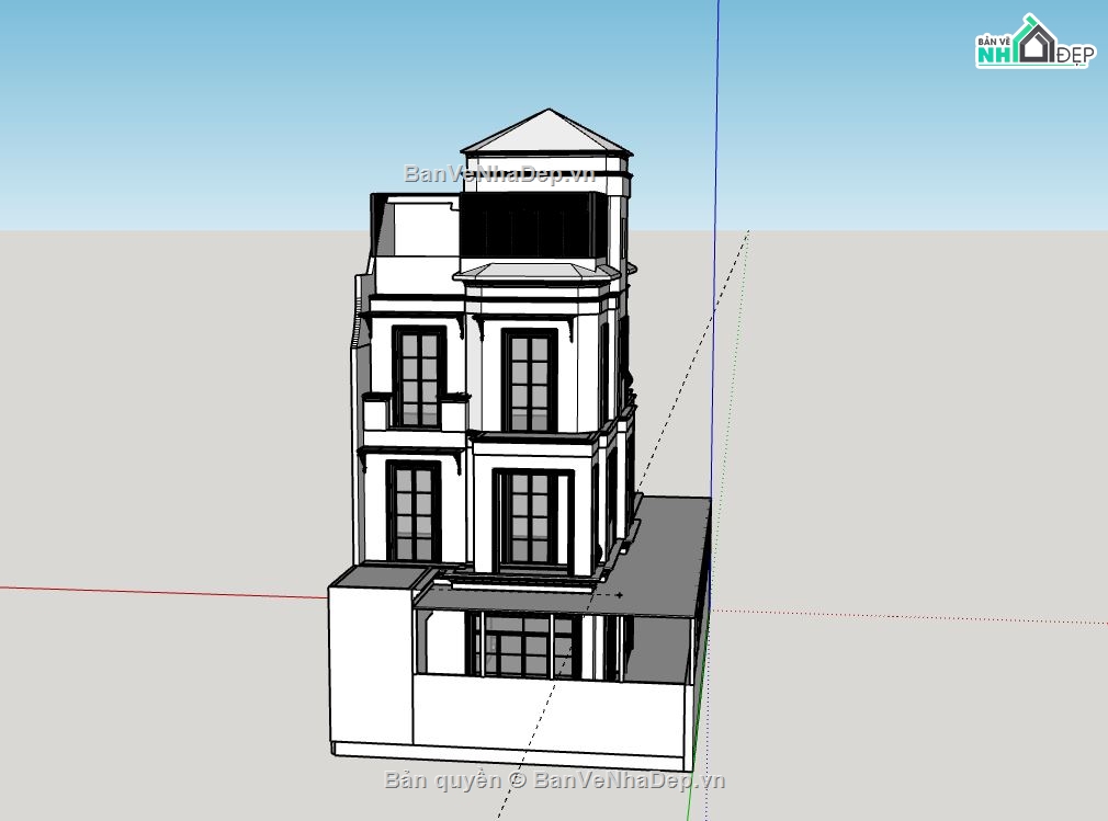 Biệt thự 3 tầng 1 tum,Model su biệt thự 3 tầng 1 tum,file su biệt thự 3 tầng