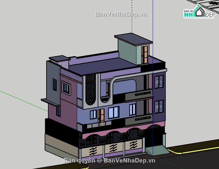 Biệt thự 3 tầng,model su biệt thự 3 tầng,biệt thự 3 tầng file su