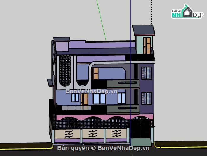 Biệt thự 3 tầng,model su biệt thự 3 tầng,biệt thự 3 tầng file su