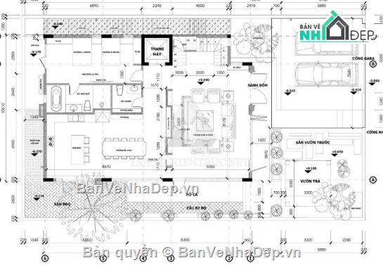 biệt thự 3 tầng,cad biệt thự 3 tầng,biệt thự 3 tầng cad