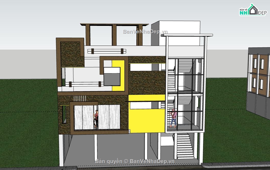 Biệt thự 3 tầng,model su biệt thự 3 tầng,file su biệt thự 3 tầng,biệt thự 3 tầng sketchup