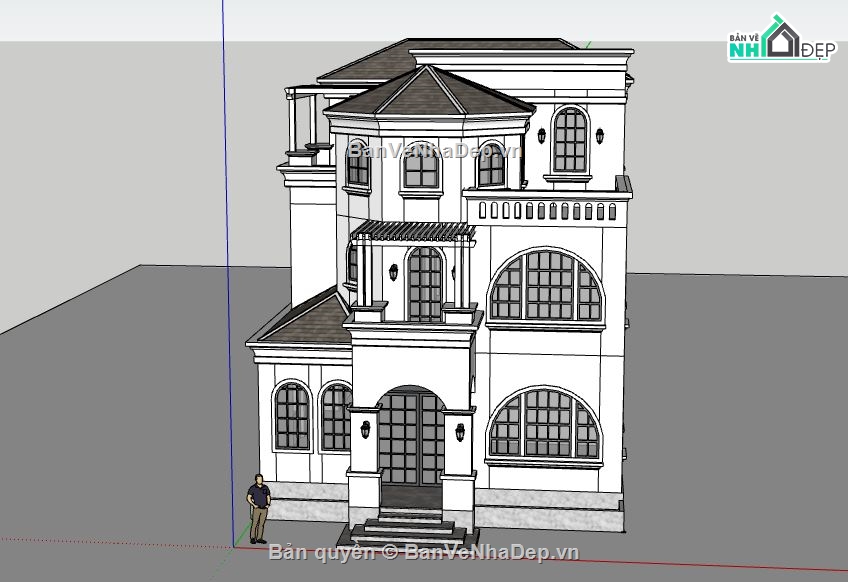 Biệt thự 3 tầng,Biệt thự 3 tầng file sketchup,model su biệt thự 3 tầng,biệt thự 3 tầng file su