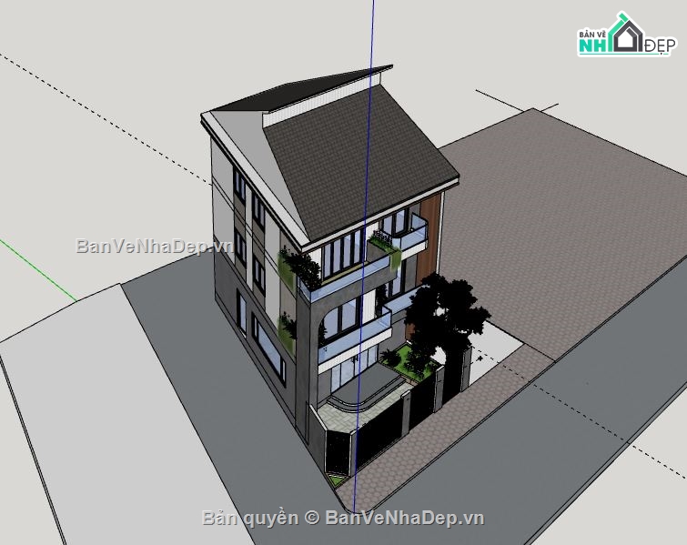Biệt thự 3 tầng,model su biệt thự 3 tầng,biệt thự 3 tầng file su