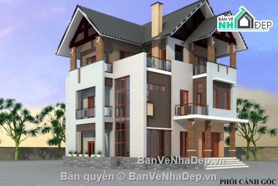 Biệt thự 3 tầng file cad,cad biệt thự 3 tầng,biệt thự 3 tầng  cad