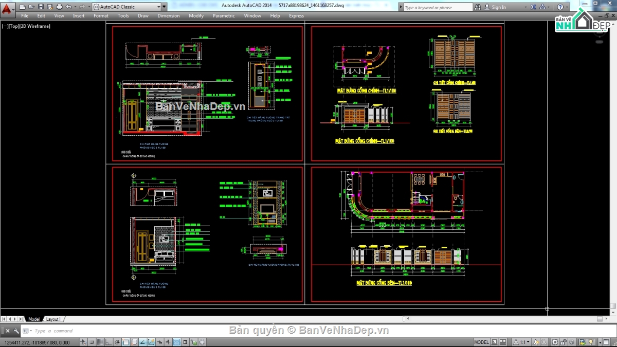Biệt thự,file biệt thự 3 tầng,file cad biệt thự 3 tầng